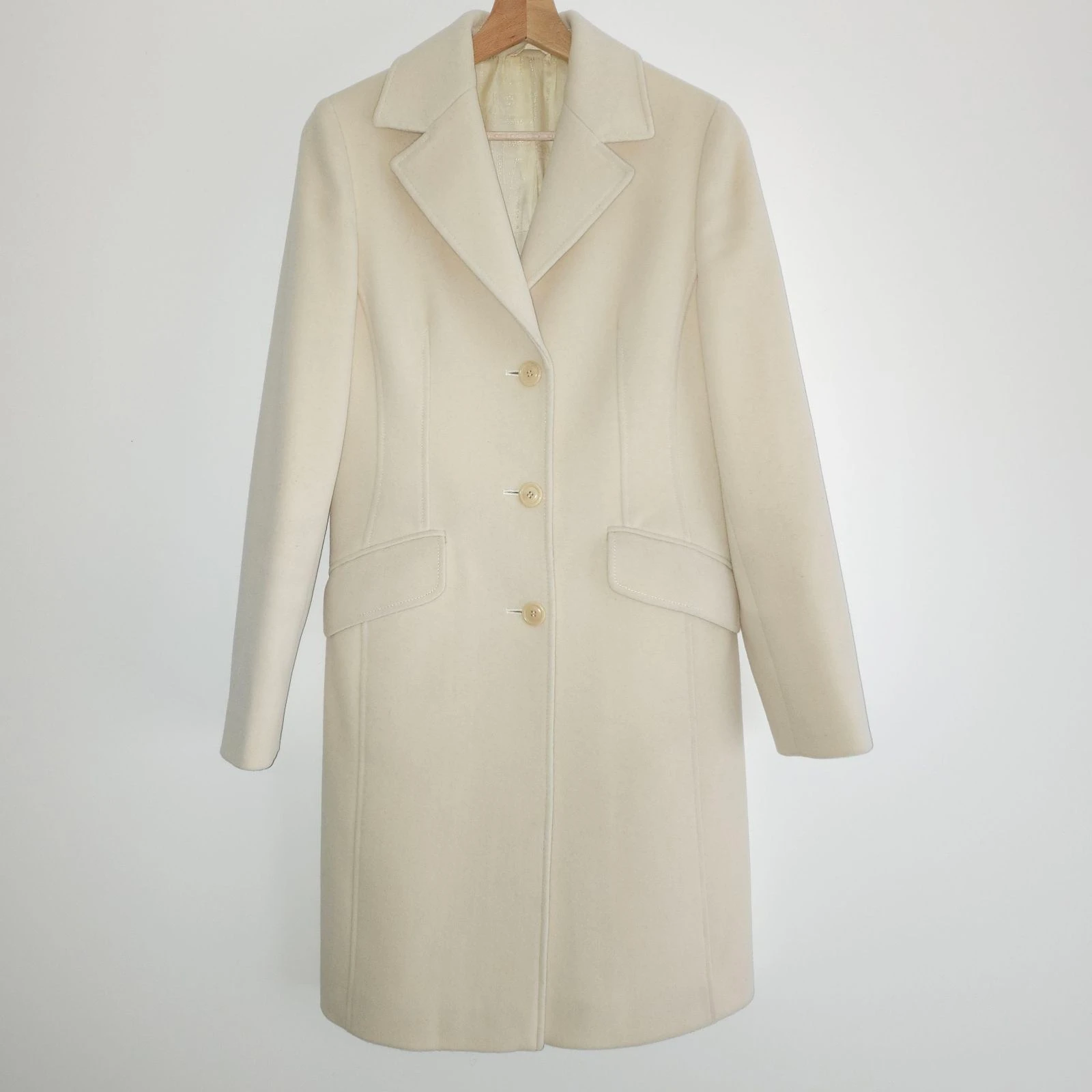 Loredana Del Monte 100% mérinos casaco creme longo – photo 2